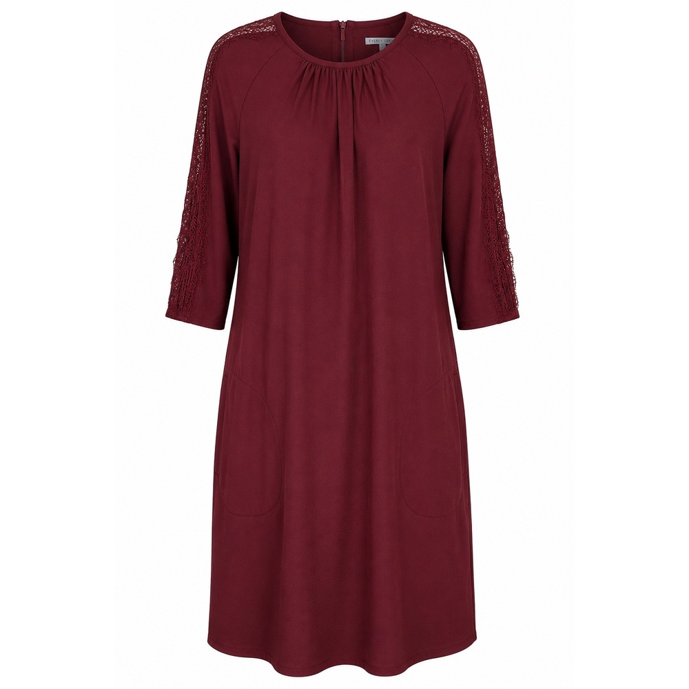 Garnet Hill Shift Dress Womens XS Burgundy NWT Lace Trim Tencel Lyocell 49660